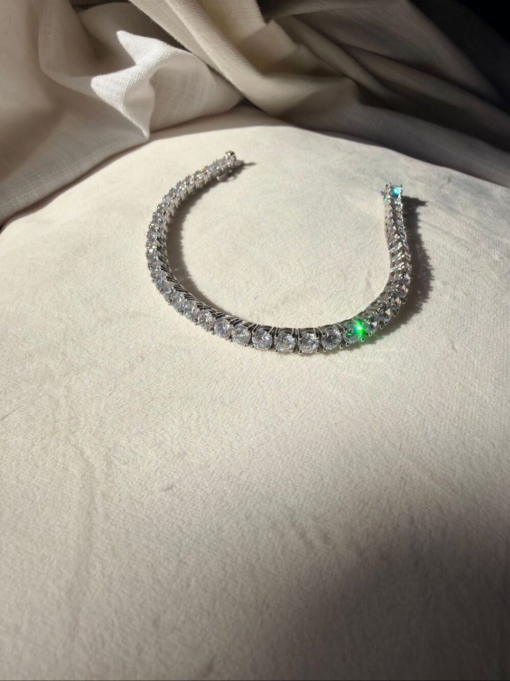Super Sparkly Cubic Zirconia Tennis Bracelet Silver Tone CZ